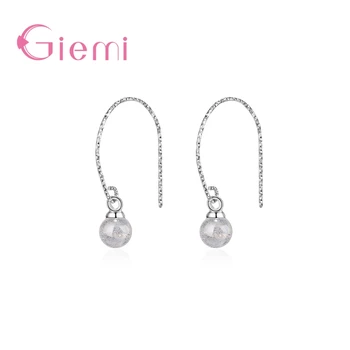 

New Fashion Women Girls Party Engagement Jewelry 925 Sterling Silver Earrings With Clear Round Crystal High Quality