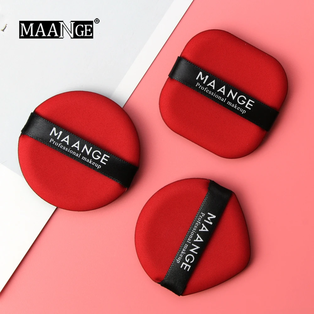MAANGE 3pcs Makeup Air Cushion Red Sponge Puff Set Clear Gel Smooth Powder Foundation BB CC