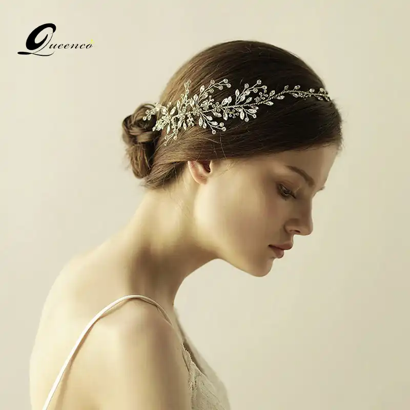 Handmade Crystal Headband Hair Vine Wedding Tiaras Bohemian Silver
