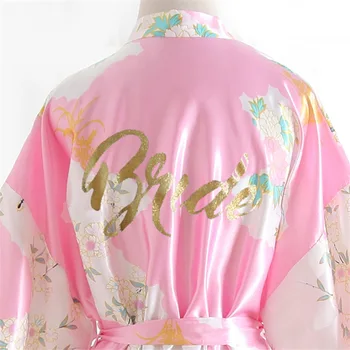 

Summer Home Dress Rayon Lady Sleepwear Kimono Bath Gown Sexy Print "Bride" Bridesmaid Wedding Robe Casual Nightdress Nightwear