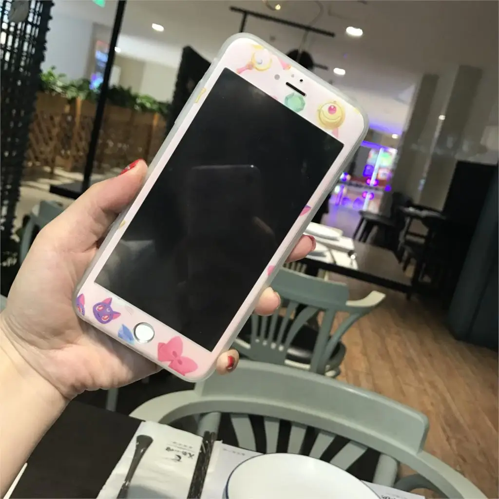 Renda 3D полное покрытие пленка Закаленное стекло для iphone 7 6s 6 8 Plus мультфильм милый Сейлор Мун красивая девушка протектор экрана