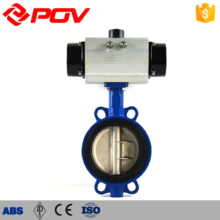 dn200 wafer type solenoid actuated butterfly valve pneumatic
