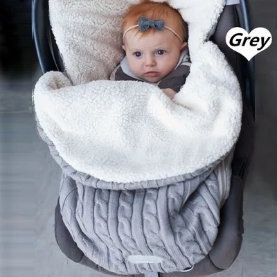 

Knitting flannel Autumn and Winter Baby Cart Thicken Sleeping Bag Outdoorn ewborn infant Swaddle bedding blanket