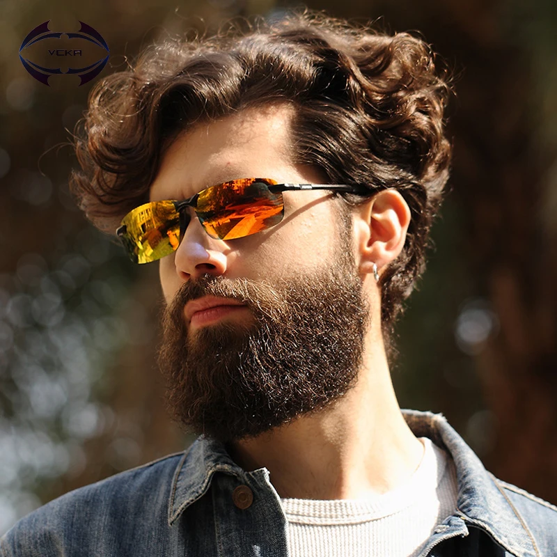 

VCKA Polaroid Sunglasses Men Polarized Driving Sun Glasses Mens Brand Designer Eyewear Male Rectangle Rimless Oculos de sol
