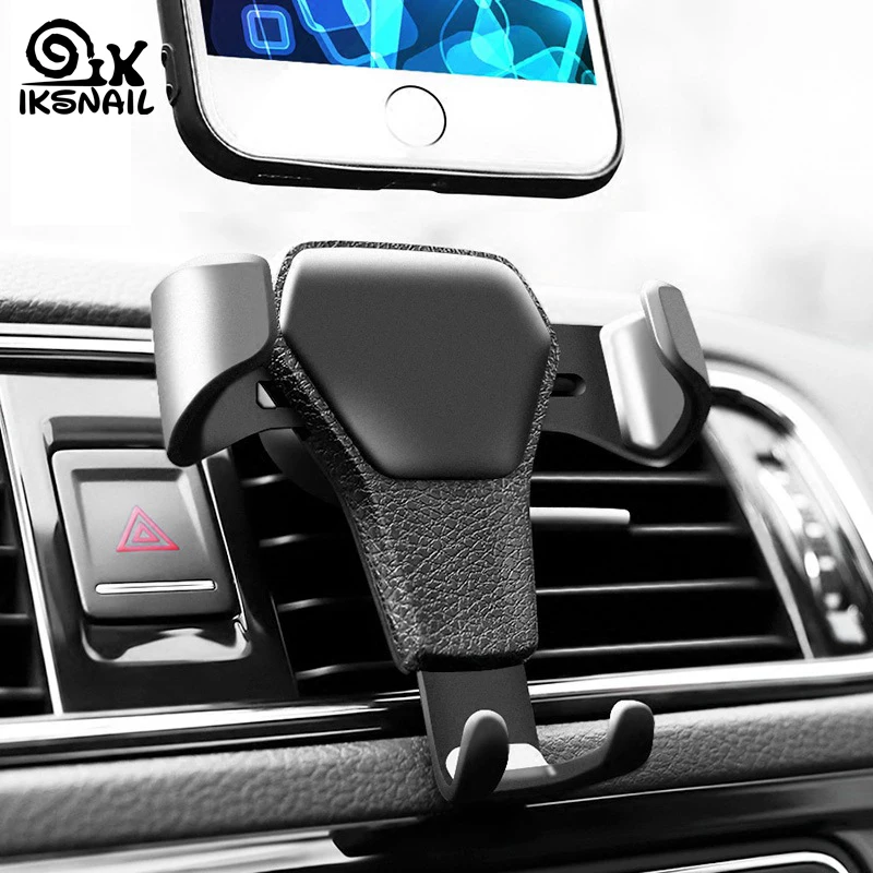 

IKSNAIL Universal Car GPS Holder Car Air Outlet Universal Navigation Bracket Gravity Leather Mobile Phone Stand Car Supplies