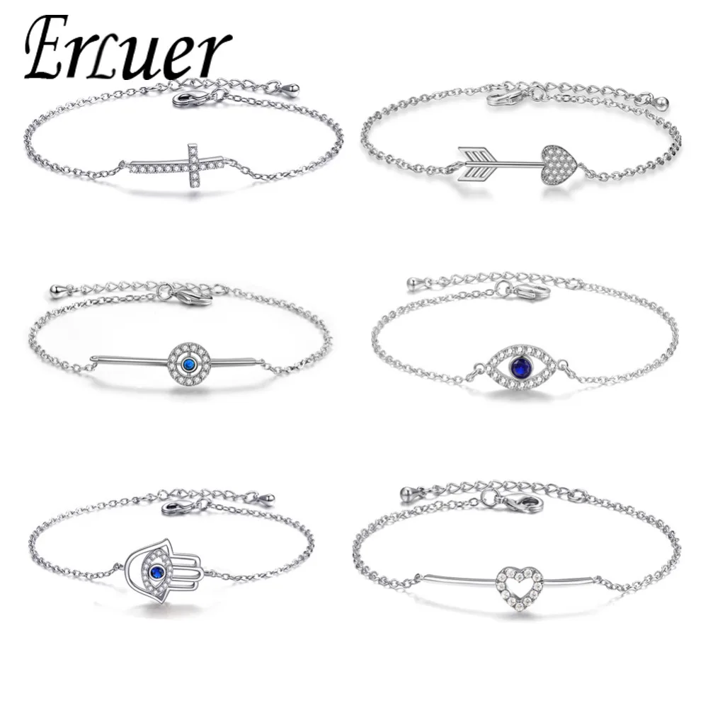 

ERLUER Fashion Link Chain Bracelet For Women Girl CZ Crystal Heart Arrow infinity Charm Jewelry Wedding Gift Bangles & Bracelets