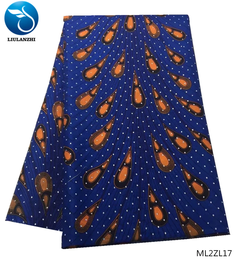 

LIULANZHI african prints wax fabrics polyester quality wax ankara nigerian wax fabric with stones ML2ZL11-19