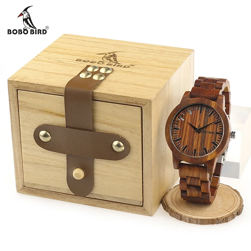2017 New Design Luxury BOBO BIRD Brand Men Watches Wooden Band Quartz Wood Watch Wrist Watch with Gift Box Male Relogio C-M10