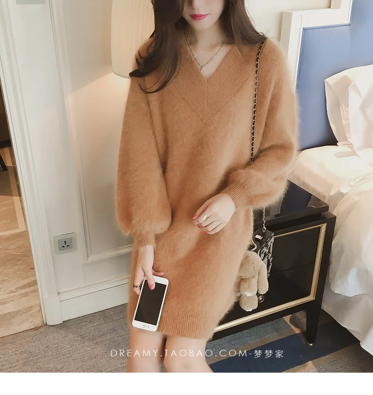 Luxury clothes Sweaters fashion women korean style Dress knitting for womens warm sweaters Shaggy coat Knitted pullover B3963