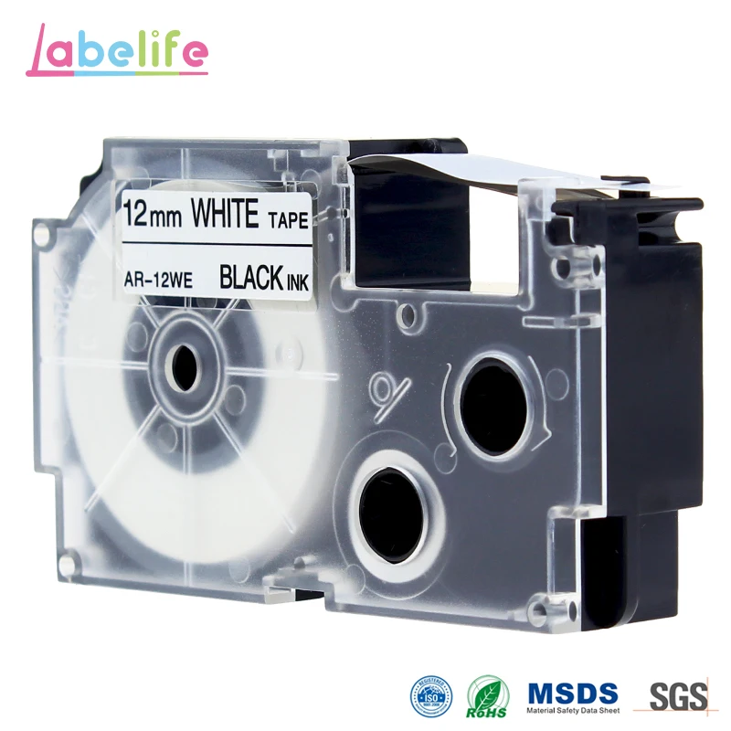 

Labelife 1Pcs XR12WE Compatible for CASIO XR-12WE Black on White 12mm * 8 m Label Tape for KL-60 KL-60SR Label Makers