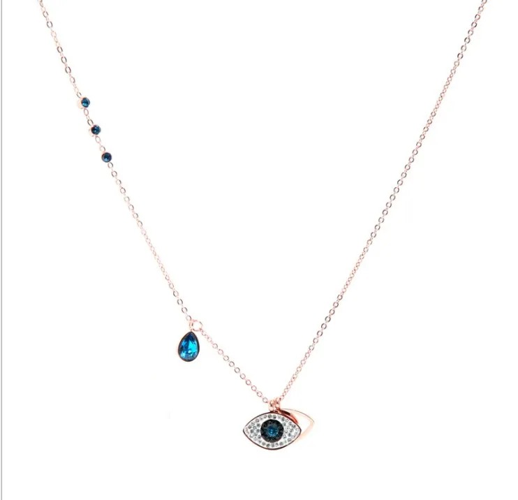 

2019 Best Quality Titanium Steel Rose Gold Demon Eye Necklace Original Crystal from Swarovski for Women Party Gift
