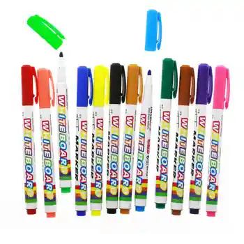 

12 Colors White Board Maker Pen Erasable Whiteboard Marker Water-based Liquid Chalk Glass Ceramics Maker School Office Supplies