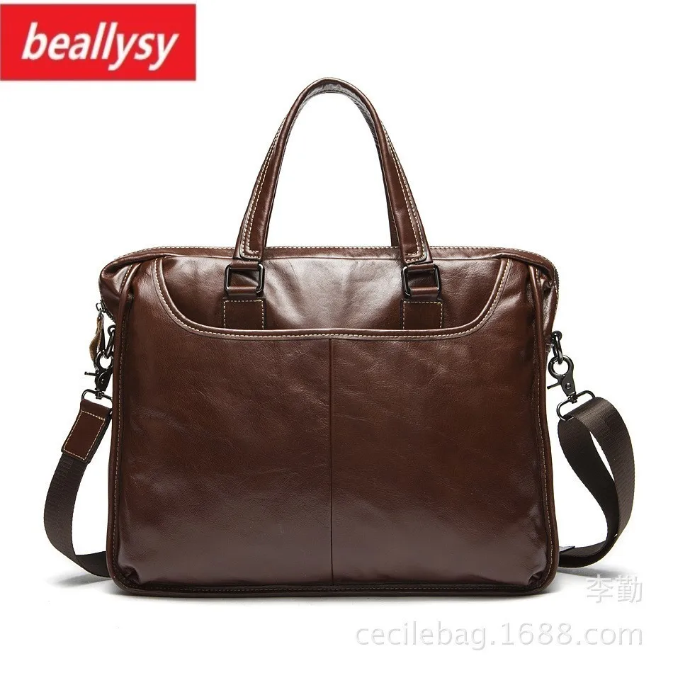 

crazy horse Genuine Leather Men Briefcase vintage Laptop Tote Bag Cowhide Men's Messenger Bags male Lawyer Handbag Shoulder bag