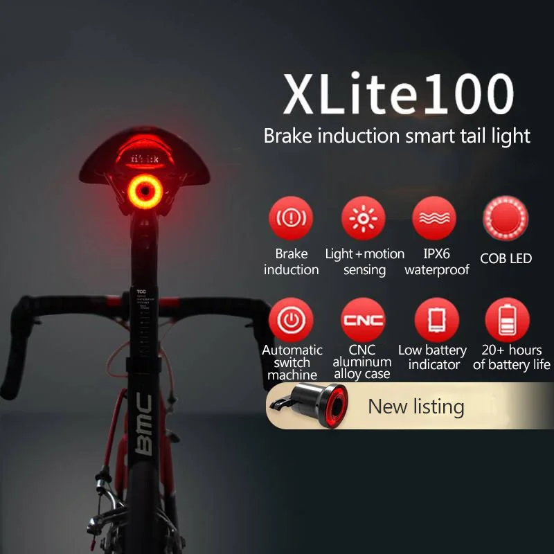 XLITE100 دراجة مصباح الدراجة الخلفي ضوء السيارات بدء/توقف الفرامل الاستشعار IPx6 إضاءة مقاومة للماء شحن الدراجات الضوء الخلفي XLITE100 دراجة مصباح الدراجة الخلفي ضوء السيارات بدء/توقف الفرامل الاستشعار IPx6 إضاءة مقاومة للماء شحن الدراجات الضوء الخلفي