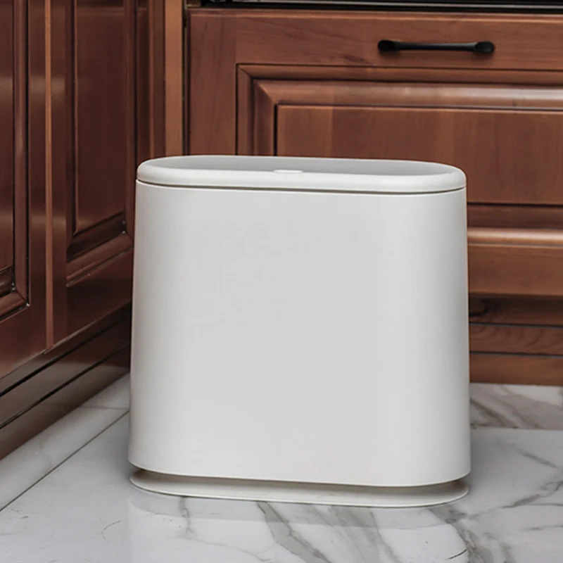 

Portable Pressing Cover Type Home Waste Bin Sitting Room Toilet Multi-Purpose Bathroom/Bedroom Trash Can 32.5*32*15cm
