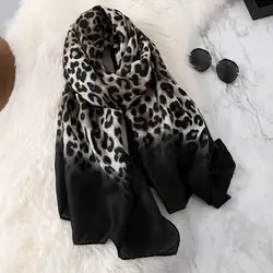 Новинка 2018 г. Зимние хлопковые шарф с леопардовым принтом женский, черный дизайнерский бренд шарф и палантины модная одежда для девочек