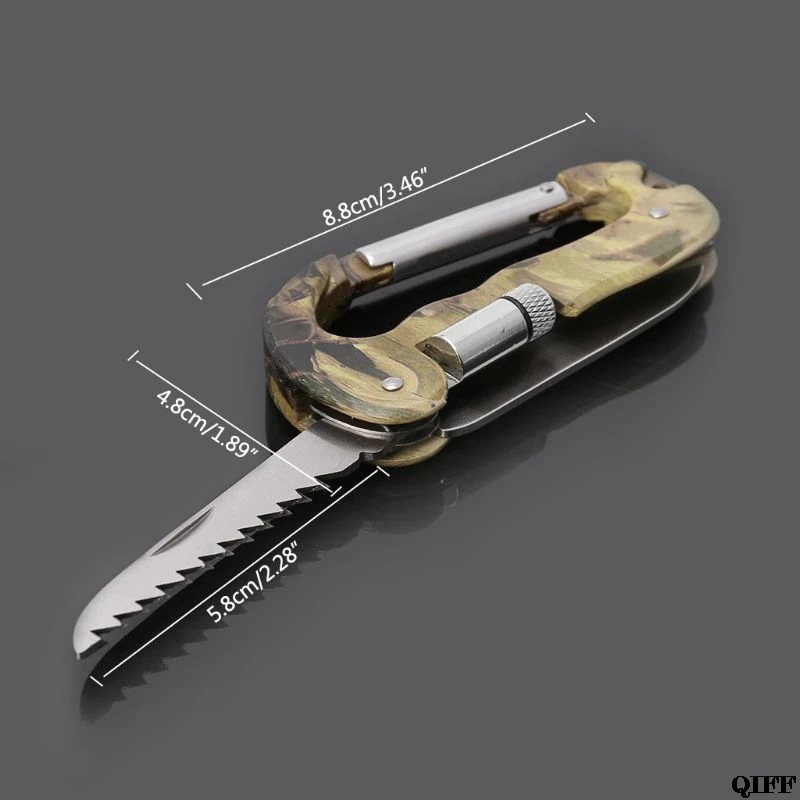 Прямая поставка и Открытый EDC Многофункциональный Инструмент Тактический Камуфляж Кемпинг Альпинизм Карабин Крюк нож светодиодный APR28