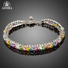 AZORA, новая мода, белое золото, цвет, звенья цепи, браслеты для женщин, ювелирное изделие, цветной, с австрийскими кристаллами, браслет и браслеты TS0165