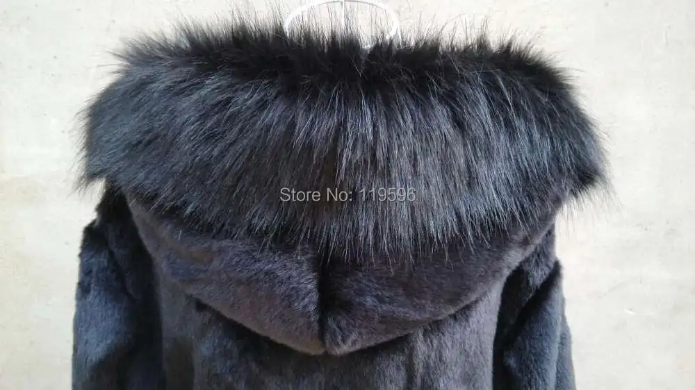 Зима размера Плюс xxxl 4xl 5XL 6XL женское искусственное пальто из искусственного меха с капюшоном черные Лоскутные Шубы из искусственного кроличьего меха
