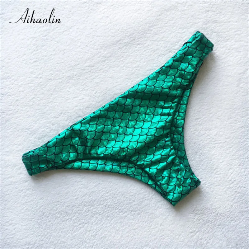 Customized Fish Scales Brazilian Thong Bikini Bottoms Shorts Two Piece