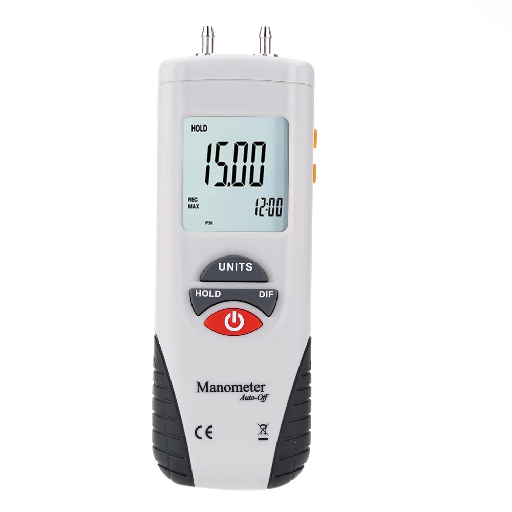 

LCD Mini Digital Manometer Differential Gauge Air Pressure Meter 2Psi Data Hold 11 Units manometro presion air compressor gauge