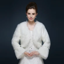 Осенне-зимний Свадебный Модный мягкий теплый искусственный меховой палантин женское теплое пальто цвета слоновой кости новые стильные шарфы накидки с длинными рукавами