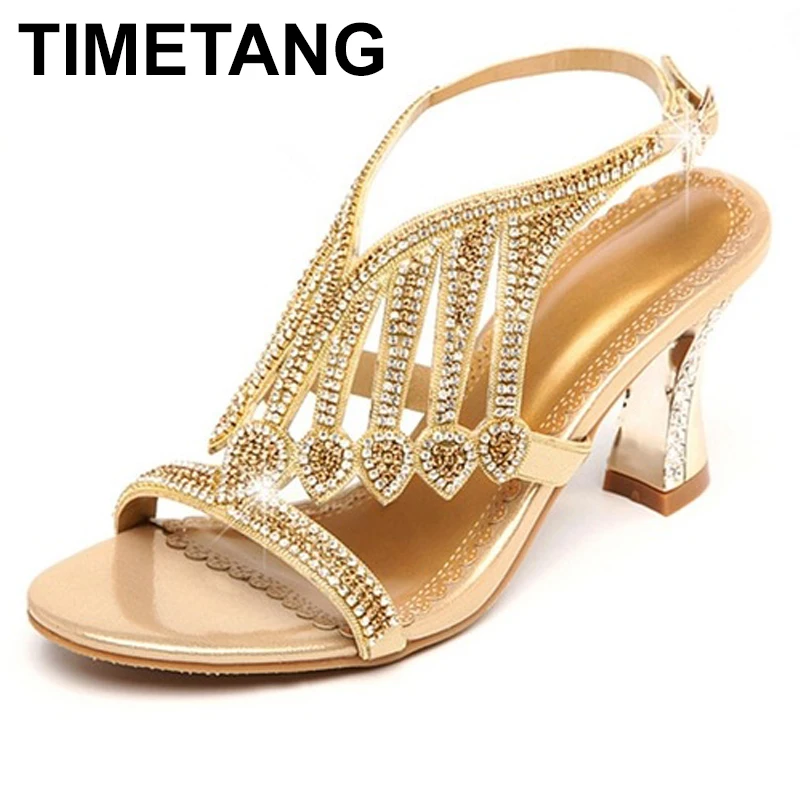 rhinestone thick heels