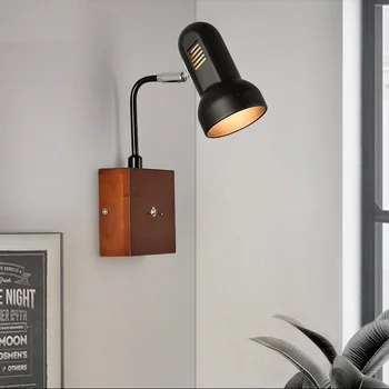 

DOXA Angle Adjustable Arm Sconce LED Wall Lamp With Switch Iron Modern Wall Light Fixtures Home Lighting Wood Lighting Stairs