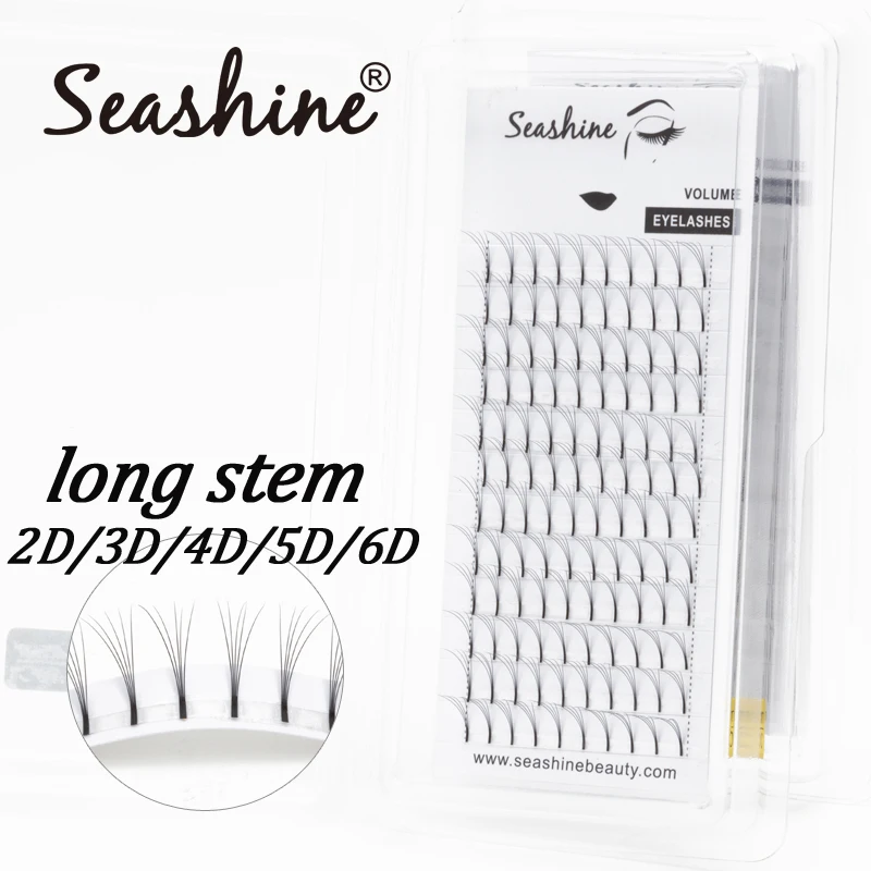 

Seashine Premade Fans Long Stem Russian Volume Lash Fans 8-15mm C D Curl 2D-7D Mink Eyelash Extensions Premade Volume Fans
