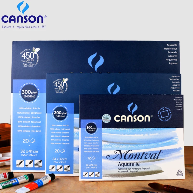 

French Canson 300g/m2 Professional Watercolor Painting Paper 12/20Sheet Hand Painted Watercolor Paper Book Creative Art Supplies