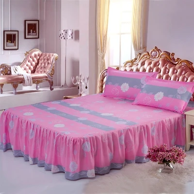 3 шт. Цветочные современный подшивок кровать юбка Подушка Шамс двойной полный близнец постельное белье, выцветают, морщин, пятен - Цвет: laifaxinfurouqing