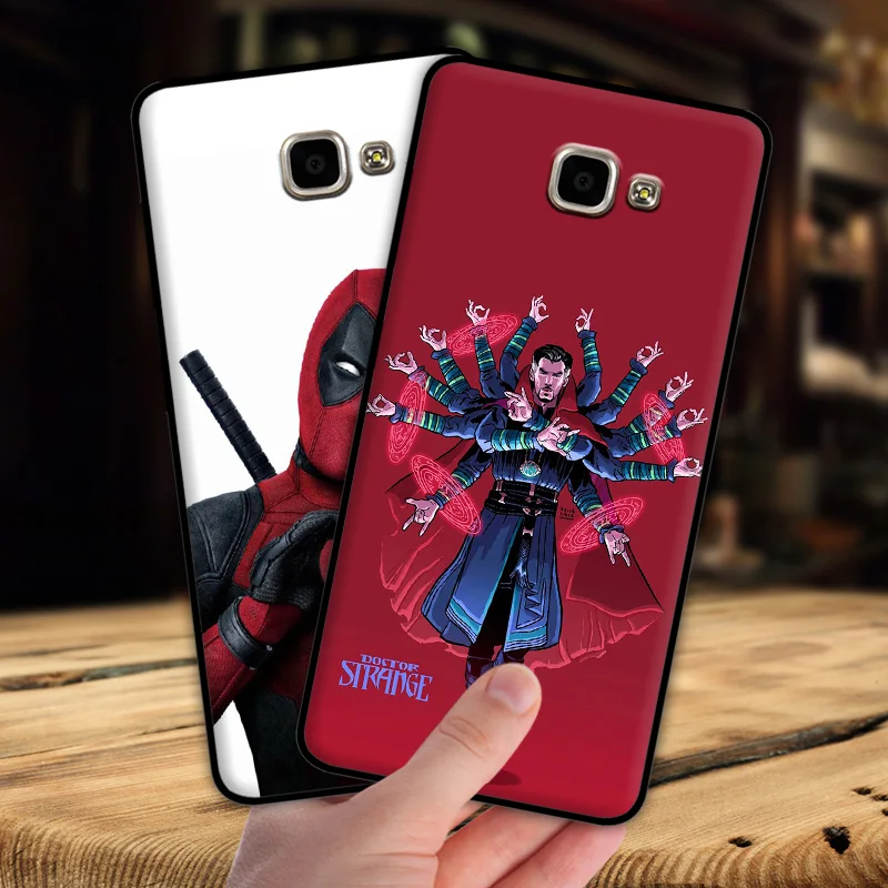 

mosirui for Samsung Galaxy A9 Pro A9000 A9100 case Marvel hero Deadpool Spiderman Black Panther Hulk Silicone soft shell case