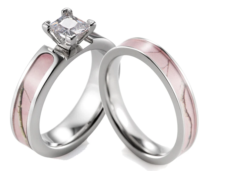 Shardon Pink Camo Ring Set Women Anium 4 G Setting Cz Shardon Pink Camo Ring Set Women Anium 4 G Setting Cz Engagement With Wedding Band For 2pcs In Bands From Jewelry