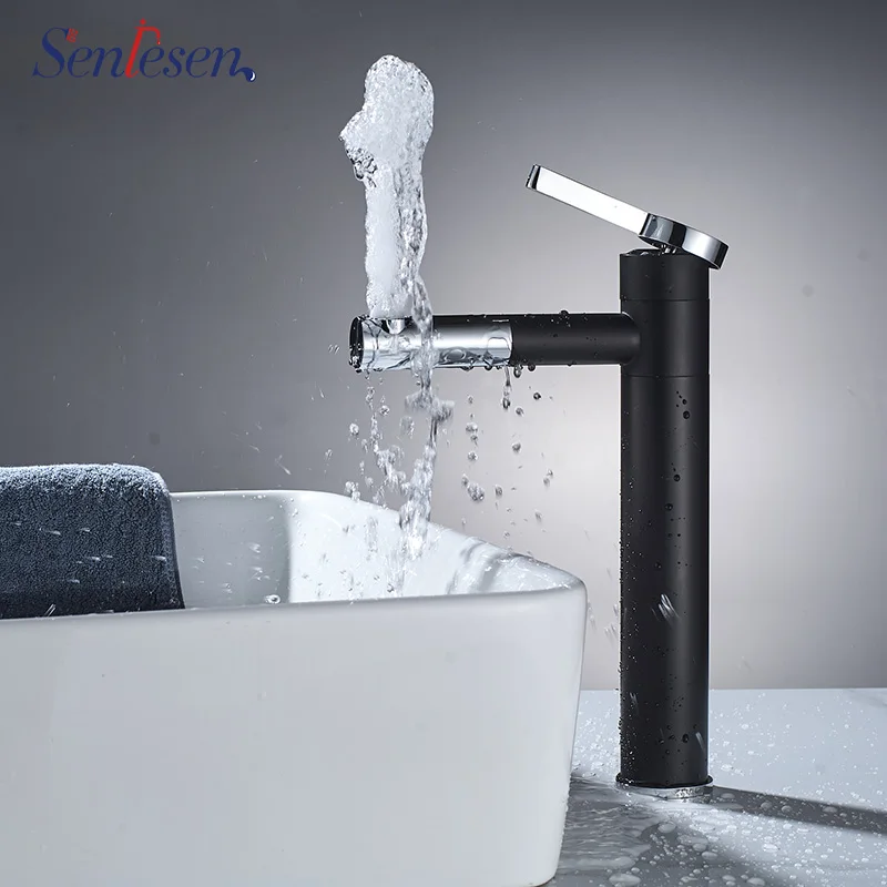

Senlesen Bathroom Sink Faucet Counter-Top Single Handle Decl Mount Gold Basin Faucet Without LED Ceramic Valve Mixer Water Taps