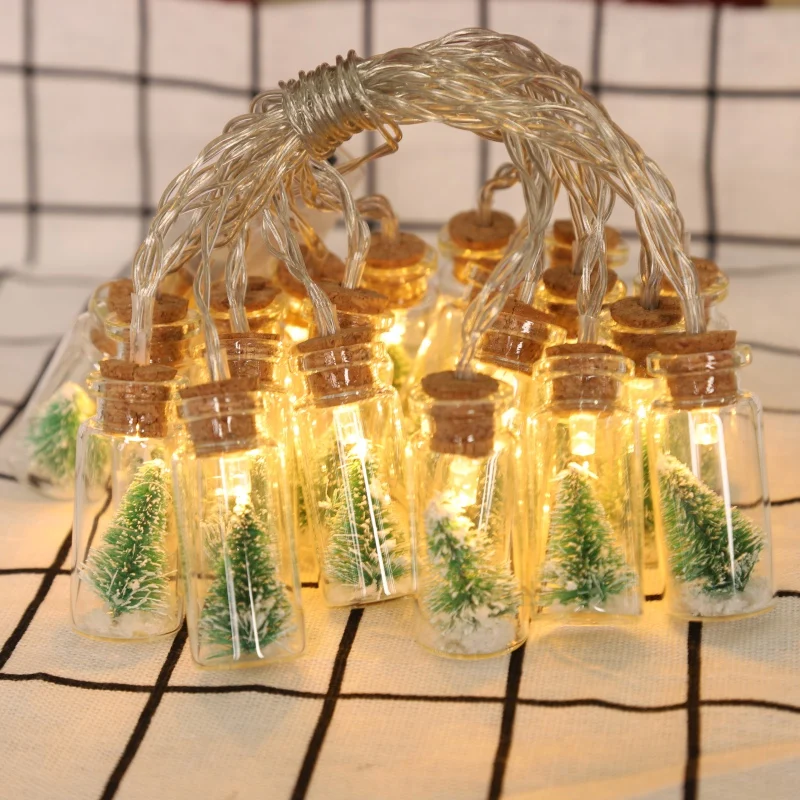 Стеклянная подвеска с рождественской елкой банку светящаяся гирлянда в бутылке с 20 светодиодный Батарея работает для свадебное китайские фонарики для вечеринки Рождественский выглядит очаровательно