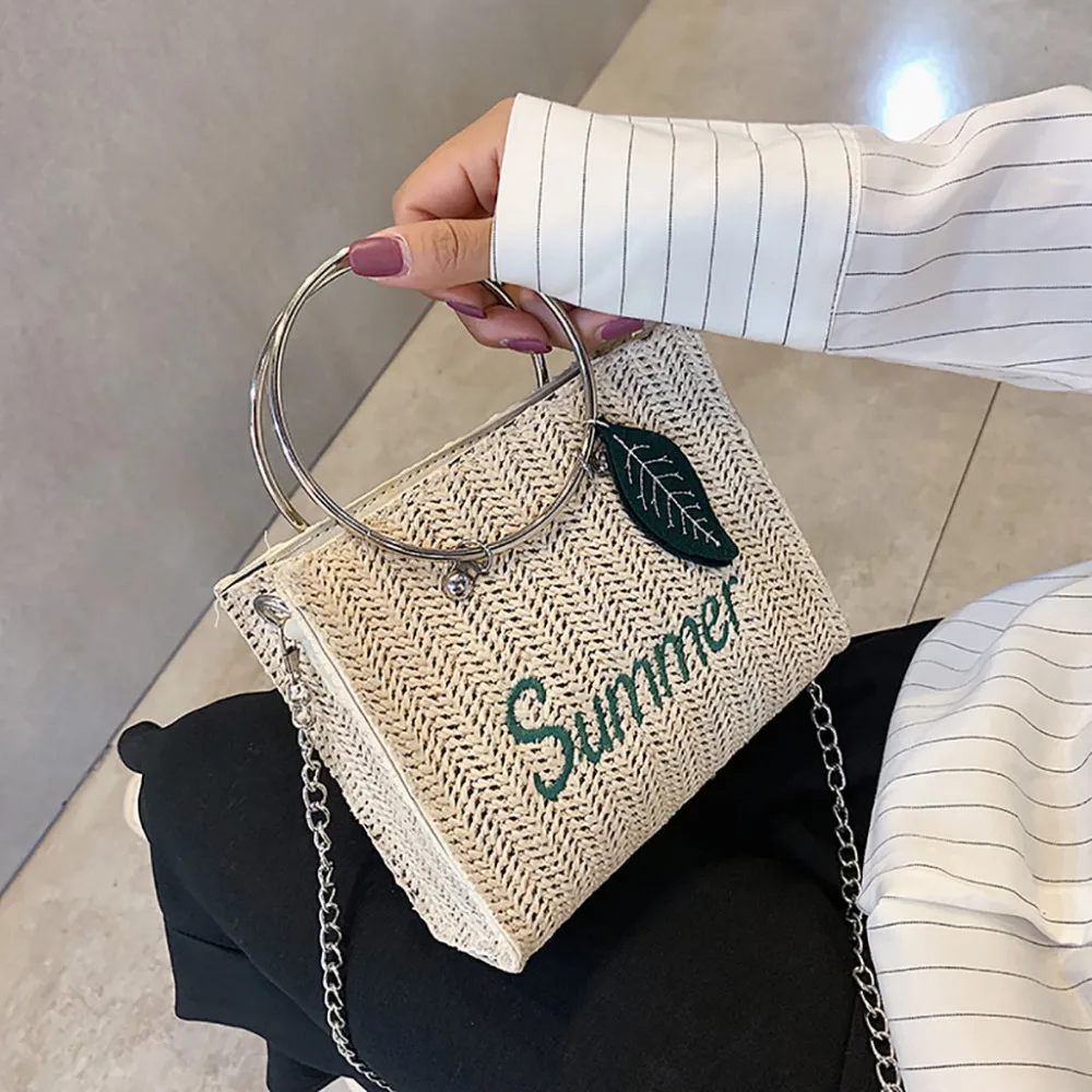 2019 Women's wild straw bag fashion chain leisure walking small square bag city sports walking pack sexy fanny pack 40J4 (6)