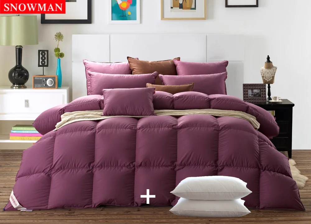 Snowman Winter Warm White Goose Down Comforter Duvet Blanket 100Cotton