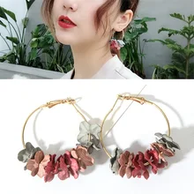 

2019 Fashion Boho Hoop Earrings For Women Fabric Flower Pending Gold Color Circle Pendientes Female Earring Minimalist jewelry
