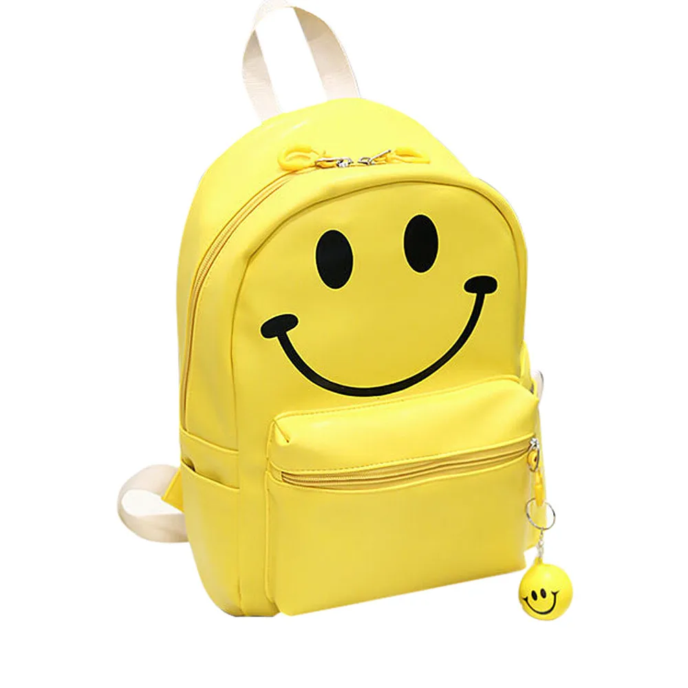 Ulrica Women Emoji Backpacks Fashion Teenage PU Leather Backpack Children School Bags Cute Smile Girls Mochilas