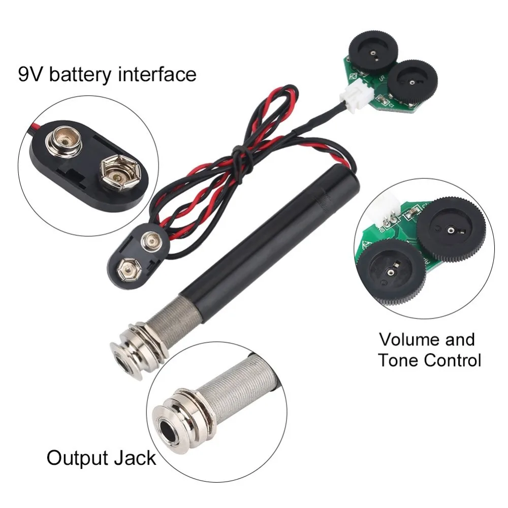 Endpin Jack Preamp Piezo Pickup Kit Active Volume Tone Control