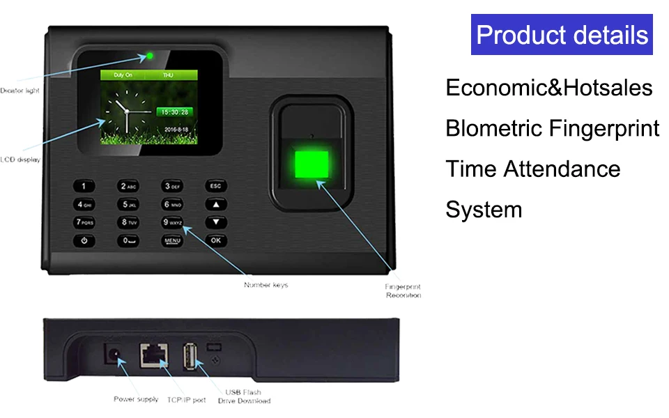 Биометрическая система учёта времени TCP/IP usb-считыватель отпечатков пальцев Контроль доступа рекордер времени часы сотрудников устройство