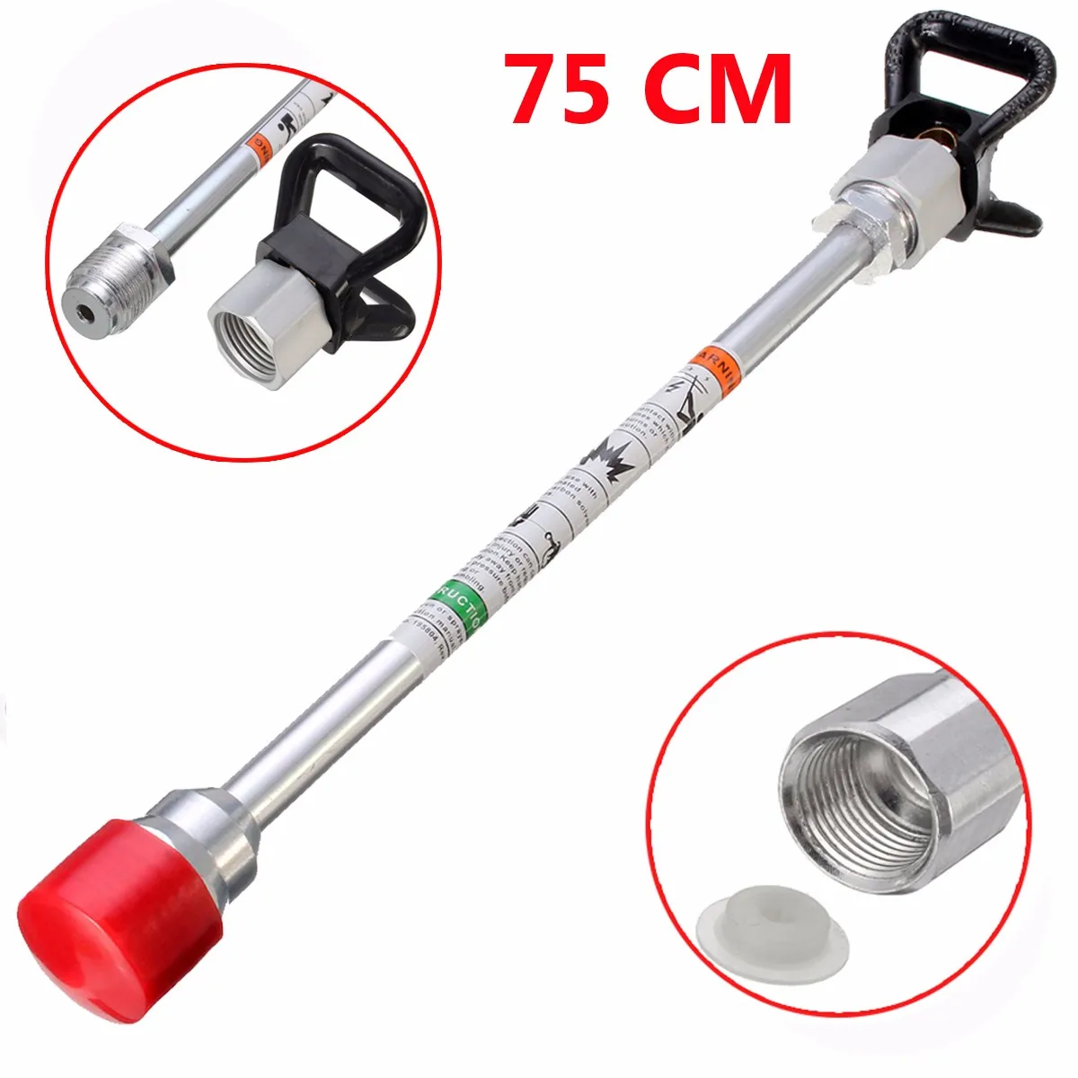 

75cm Sprayer Extension Rod Airless Paint Spray Gu n Tip Aluminum Alloy Extension Rod for Spraying Machine with Black Tip Guard