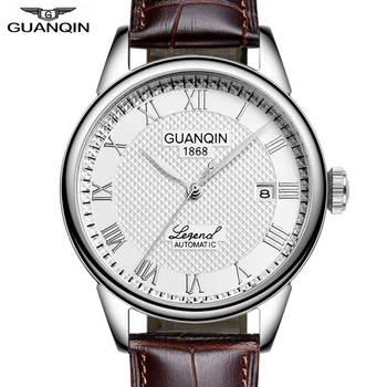 

GUANQIN 2018 watch men Automatic Business Mens Watches Top Brand Luxury Mechanical Leather Waterproof clock Relogio Masculino