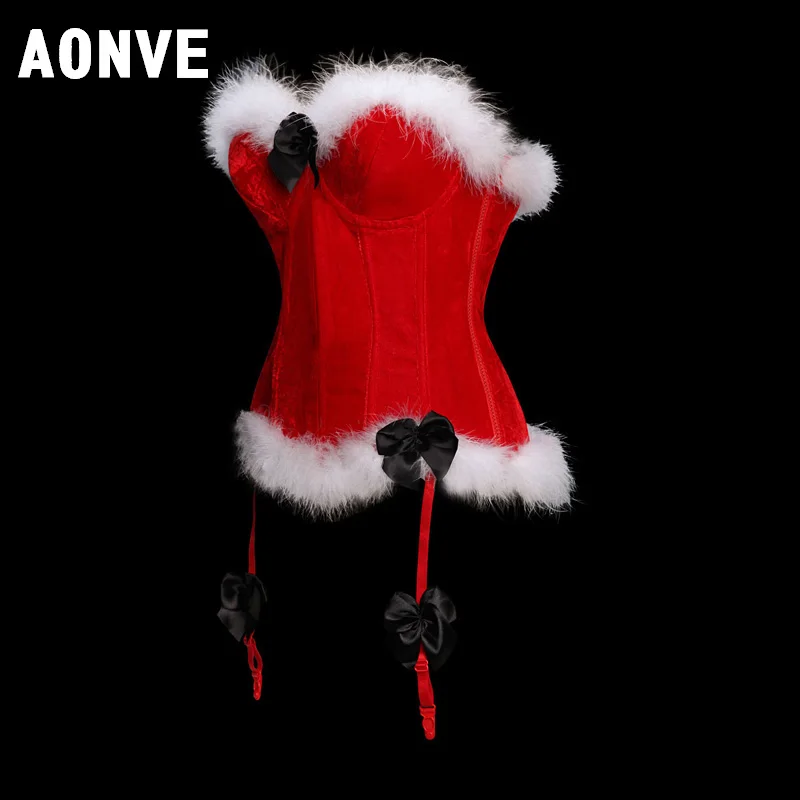 AONVE Corset sexy Waist tops cute and sexy Cute overbust bustier Red