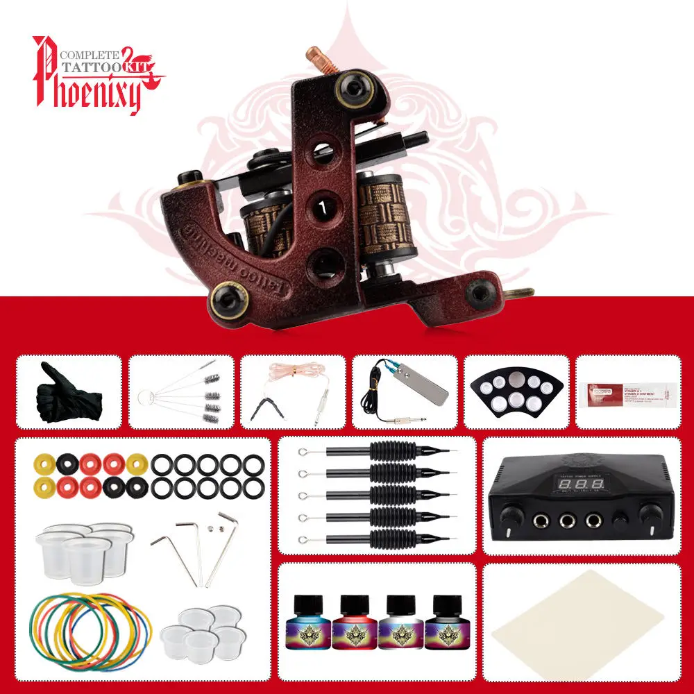 

Starter Tattoo Machine Set One Machine Gun Power Supply 4Pcs Immortal Inks Kit Tattoo Needles Set Permanent Makeup Tattoo Kit