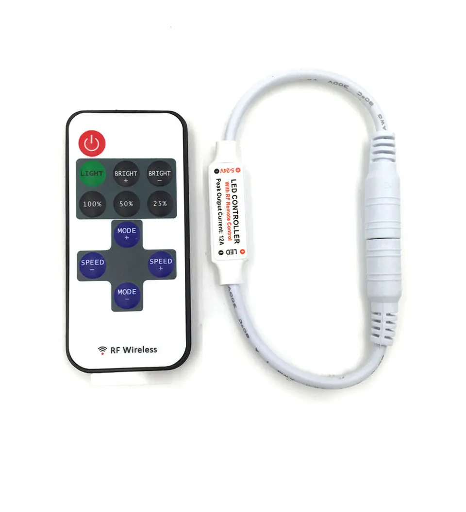 5-24V Mini RF Wirleless LED Controller 5V 12V 24V Dimmer for LED Strip Lamp Bulb Lights Dimming DC Wire Connector Remote Control (2)