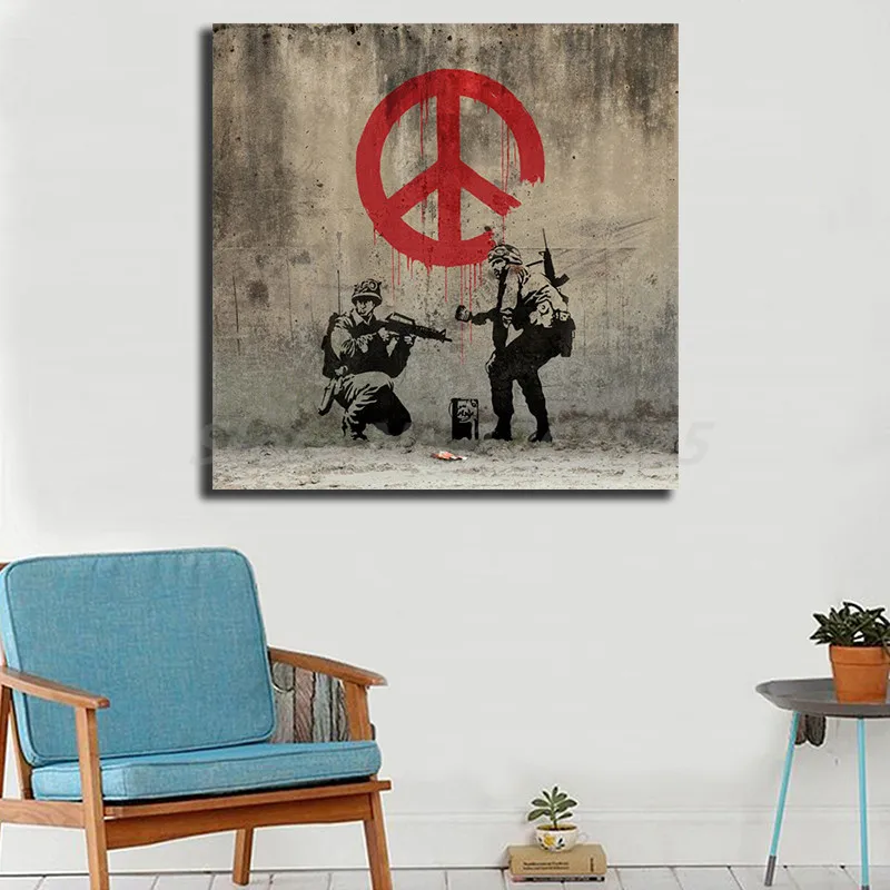 

Banksy's Soldiers Painting Peace Wall Art Canvas Poster Print Canvas Painting Decorative Picture For Modern Bedroom Home Decor