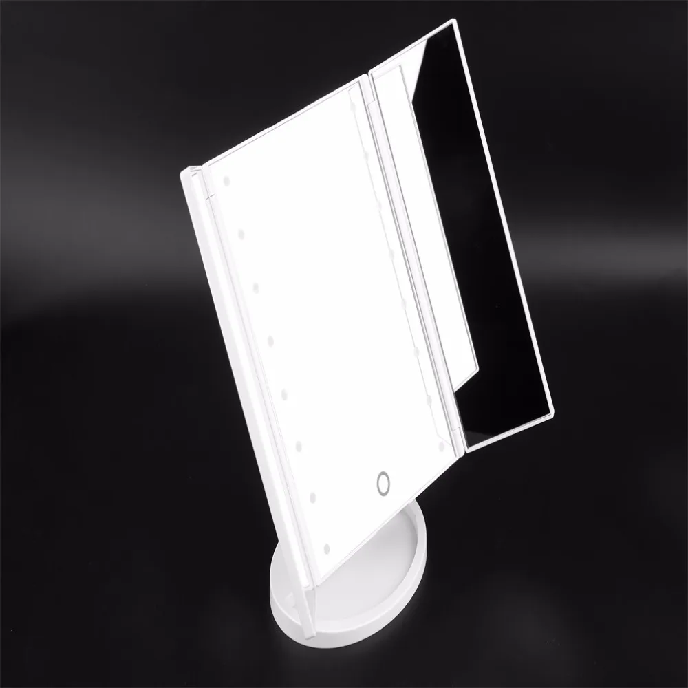 2018 Портативный три складной стол светодио дный световой зеркало косметическое зеркало Регулируемый Настольный столешницу свет зеркала