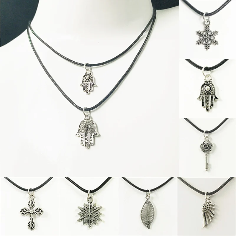 Vintage Punk Silver Color Necklace Unique Hollow Alloy Pendant Necklace For Man Women Trendy Neck Accessories Fashion Jewelry