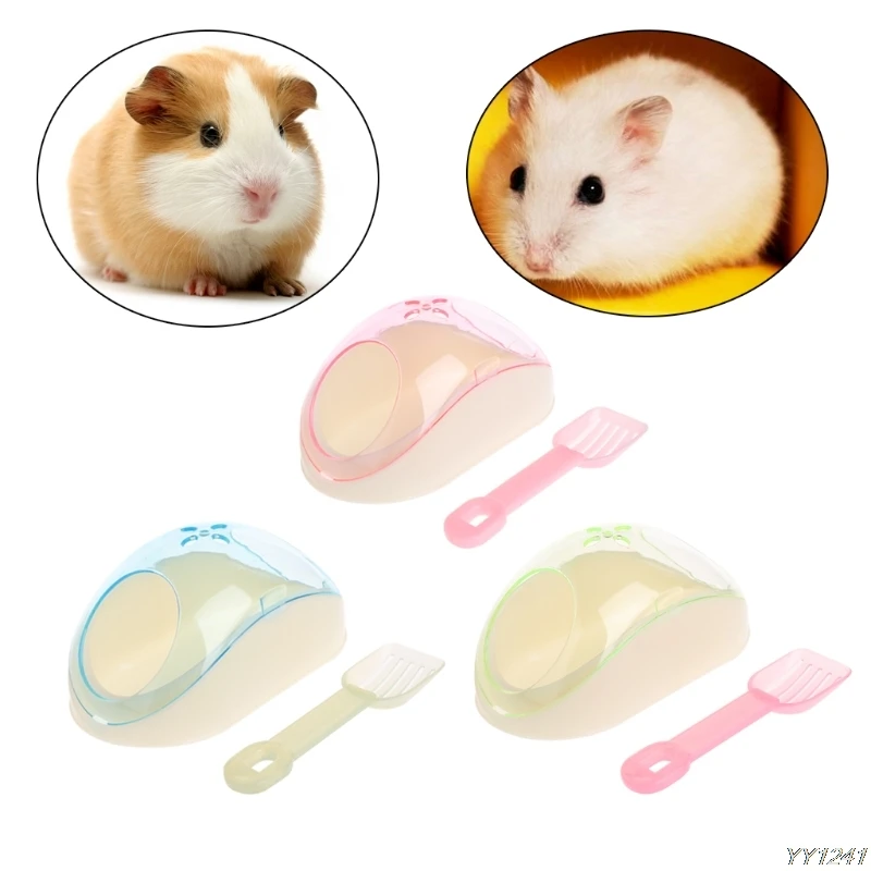 Pet Bath Supplies Hamster Mice Rat Plastic Bathroom Cage Box Toy Toilet with Sand Shovel on